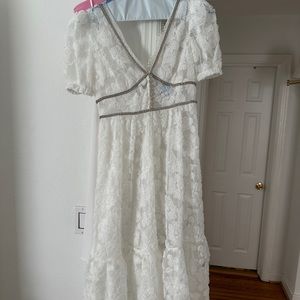 Self Portrait Embellished Ribbon Lace Midi-Dress